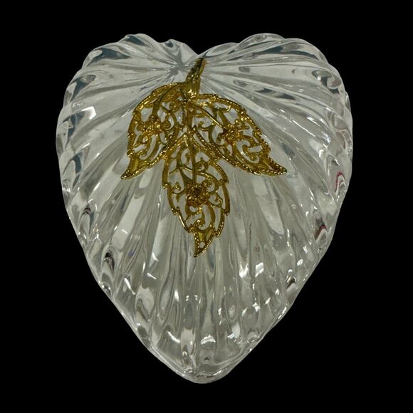 VINTAGE RCR ROYAL CRYSTAL ROCK HEART SHAPED JEWELRY 5” TRINKET BOX MADE IN ITALY - Picture 1 of 6